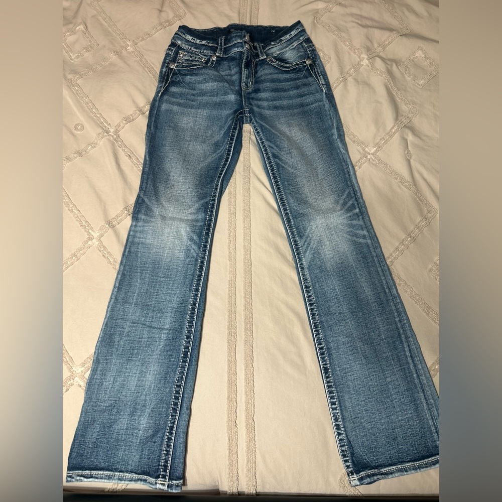 Miss Me Mid Rise Boot cut Classic Light Wash Blue Jeans 29x32